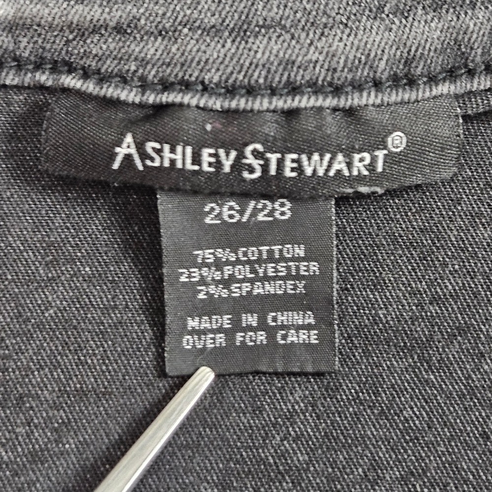 Ashley Stewart Custom Graphic‎ Denim Jacket 26/28 Studded Cropped Statement Love - Picture 5 of 8